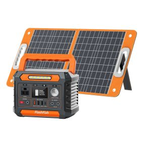 Flashfish P66A 200W Solar Generator &Foldable Solar Panel, Portable Power Station Battery Pack with AC/USB/DC Output