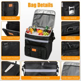 Portable Rolling Insulated Cooler Bag 35L Large Capacity Adjustable Strap Wheeled Thermal Bag with Multiple Storage Pockets for Hiking Fishing Picnic