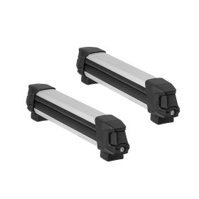 Ski & Snowboard Roof Rack, Carry up to 4 Pairs of Skis or 2 Snowboards, 2 PCS Aluminum Universal Car Roof Rack with Lock & Rubber Padding