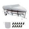 Boat Cover, 16'-18.5' Trailerable Waterproof Boat Cover, 600D Marine Grade PU Oxford, with Motor Cover and Buckle Straps, for V-Hull, Tri-Hull