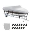 Boat Cover, 17'-19' Trailerable Waterproof Boat Cover, 600D Marine Grade PU Oxford, with Motor Cover and Buckle Straps, for V-Hull, Tri-Hull, Runabout