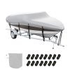 Boat Cover, 20'-22' Trailerable Waterproof Boat Cover, 600D Marine Grade PU Oxford, with Motor Cover and Buckle Straps, for V-Hull, Tri-Hull