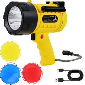 Rechargeable Spotlight Flashlight, 1000,000 Lumens, IP67 Waterproof Handheld LED Spot Light