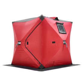 Portable Ice Shelter, 1-2 Person Insulated Pop-Up Ice Fishing Tent, 24 Square Feet Fishable Area, Thermal Ice Shanty for Winter Fishing