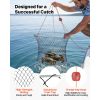 Double Ring Crab Trap, 24 inch Top, 20 inch Bottom, Two Rings Crab Kit, Foldable Fishing Net with Gauge, 60 ft Rope, Wire Grid Bottom