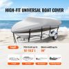 Boat Cover, 16'-18.5' Trailerable Waterproof Boat Cover, 600D Marine Grade PU Oxford, with Motor Cover and Buckle Straps, for V-Hull, Tri-Hull