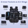 42L/11Gal Fishing Backpack Large Capacity Fishing Tackle Storage Bag with Rod Holders 16-Pocket Water-Resistant with Divider Adjustable Padded Straps