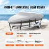 Boat Cover, 17'-19' Trailerable Waterproof Boat Cover, 600D Marine Grade PU Oxford, with Motor Cover and Buckle Straps, for V-Hull, Tri-Hull, Runabout