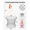 Double Ring Crab Trap, 24 inch Top, 20 inch Bottom, Two Rings Crab Kit, Foldable Fishing Net with Gauge, 60 ft Rope, Wire Grid Bottom