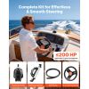 Outboard Hydraulic Steering Kit, 200 HP, Marine Boat Hydraulic Steering System with 6.9 MPa Two-Way Lock Helm Pump, Cylinder, 2 PCS 26 ft Hoses
