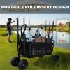 Fishing Cart Beach Cart Collapsible Wagon 9.85'' All-Terrain Wheels for Sand, Heavy Duty Garden Cart with Rod Holders