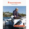Electric Trolling Motor, Transom Mounted Outboard Boat Motors 12V 55lbs Thrust, 8-Speed Electric Boat Engine w/ Battery Indicator, for Kayaks