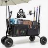 Fishing Cart Beach Cart Collapsible Wagon 9.85'' All-Terrain Wheels for Sand, Heavy Duty Garden Cart with Rod Holders