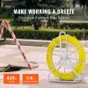 Fish Tape Fiberglass, 425 ft, 1/4 inch, Duct Rodder Fishtape Wire Puller, Cable Running Rod with Steel Reel Stand, 3 Pulling Heads