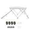 3 Bow Boat Bimini Tops, 600D Polyester Canopy with Aluminum Alloy Frame, Waterproof & Sun Shade Boat Awning Canopy with Storage Bag, 2 Support Poles