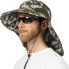 Wide Brim Sun Hat with Neck Flap, UPF50+ Hiking Safari Fishing Hat for Men Women, Sun Protection Beach Hat
