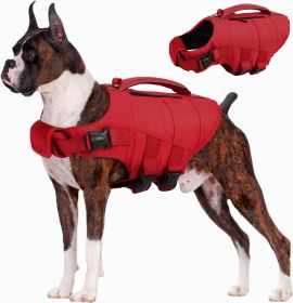 Dog Life Jacket, High Flotation Dog Life Vest for Swimming Boating, Adjustable Small Medium Large Dogs Swim Vest with Rescue Handle and Pocket (size: A-Red X-Large)