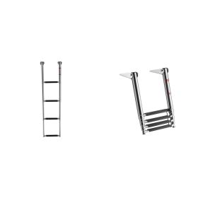 Boat Ladder, 4 Steps, Stainless Steel Telescoping Folding Swim Deck Ladder for Rear Entry Inboard (Default: Default)