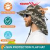 Wide Brim Sun Hat with Neck Flap, UPF50+ Hiking Safari Fishing Hat for Men Women, Sun Protection Beach Hat