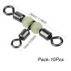 10/20/30/40pcs Cross Line Rolling Swivel With Pearl Luminous Beads; 3 Way Rigs Fishing Tackle Connector For Drifting Trolling