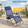 Set of 2 Zero Cravity Lounge Chairs,Outdoor Patio Folding Recliners for Pool Beach with Pillow and Cup Holder