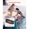Boat Ladder, 4 Steps, Stainless Steel Telescoping Folding Swim Deck Ladder for Rear Entry Inboard